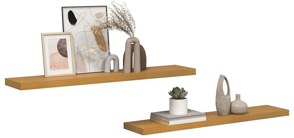 vidaXL Falpolc Falra szerelhető 2 pcs Bézs 120 x 23,5 x 4 cm Faanyag