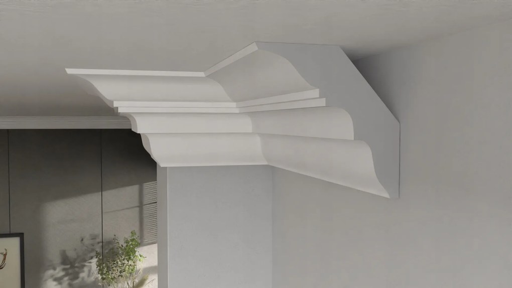 Mennyezeti díszléc DLP46 8cm x 8cm párkány stukkó Xps Decorem