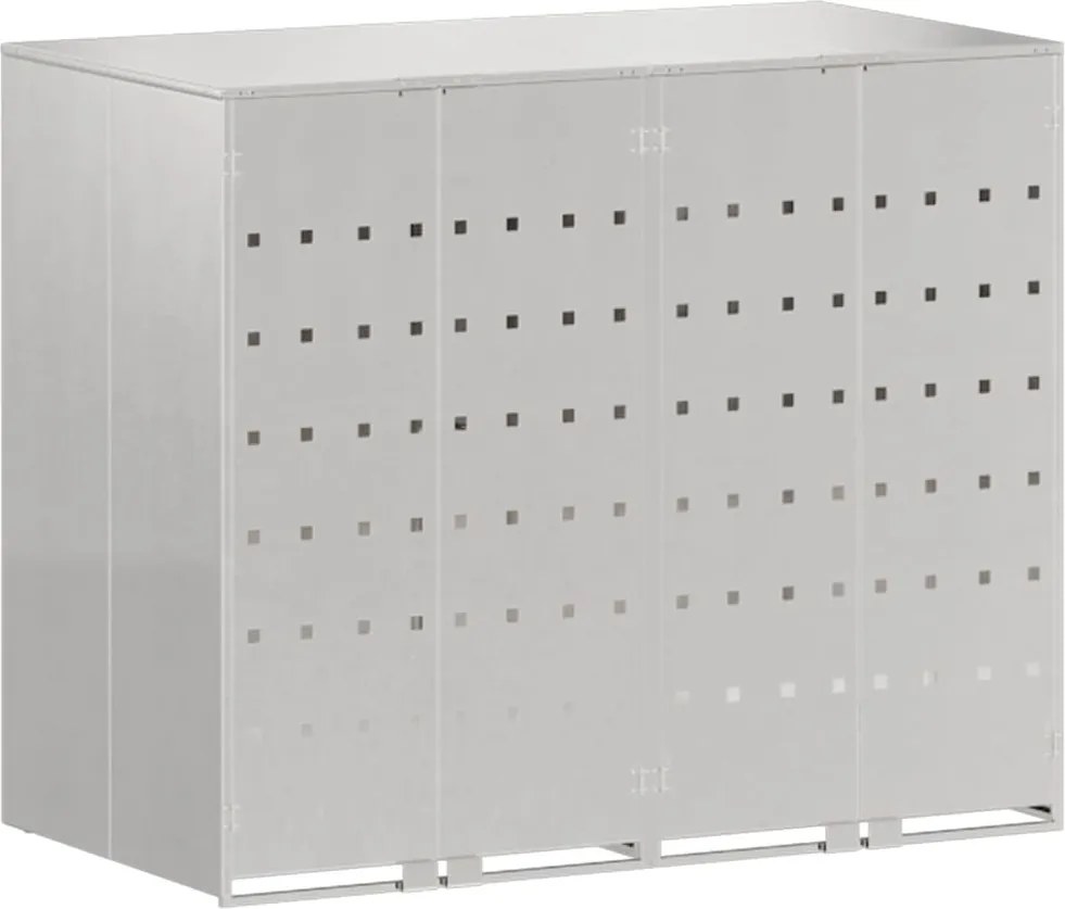 vidaXL Gurulós kuka tároló 3 kukához Ezüst 340 x 77.5 x 115.5 cm