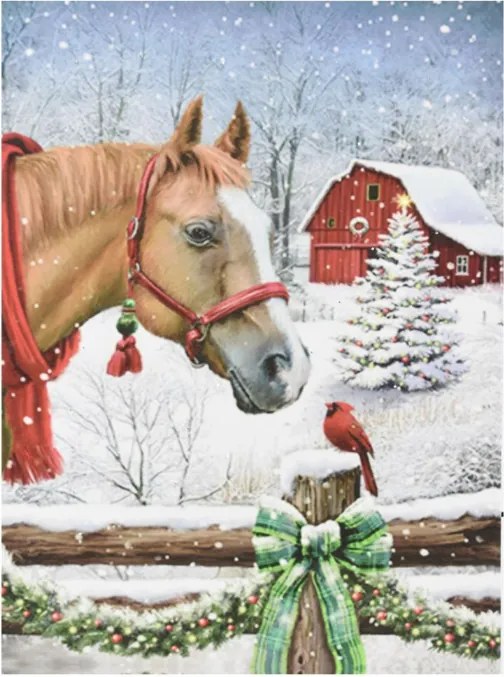 Falfestmény Ló és veréb LED 30 x 40 cm