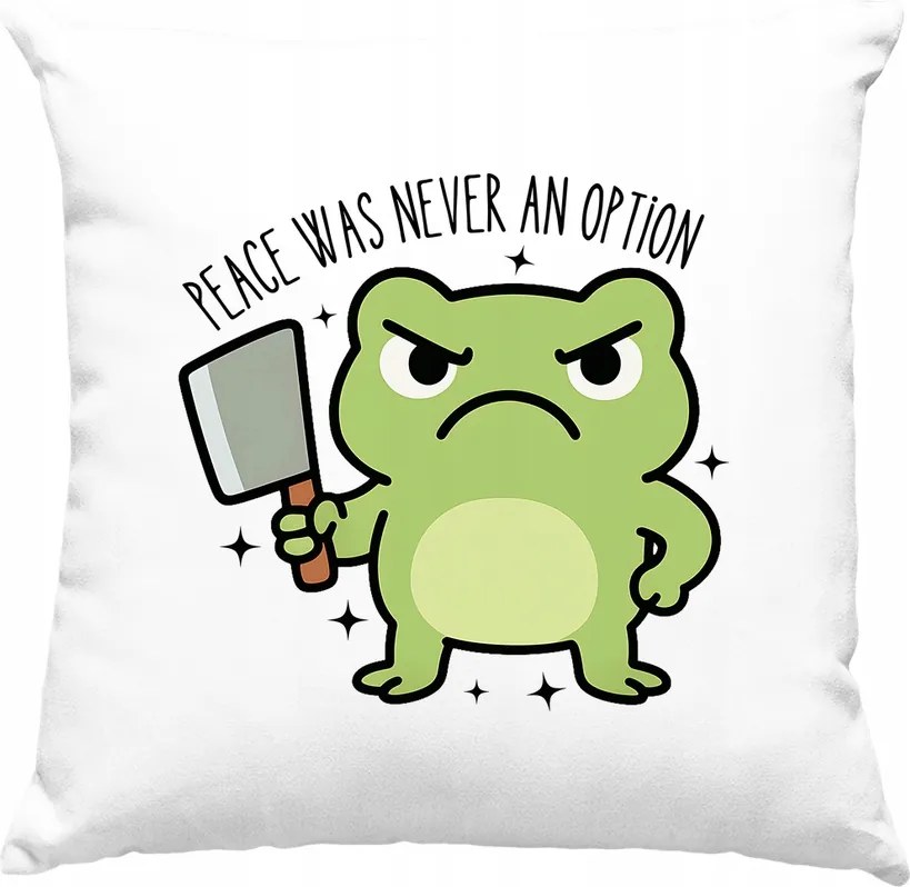 Béka párna mémes késsel Vicces fehér