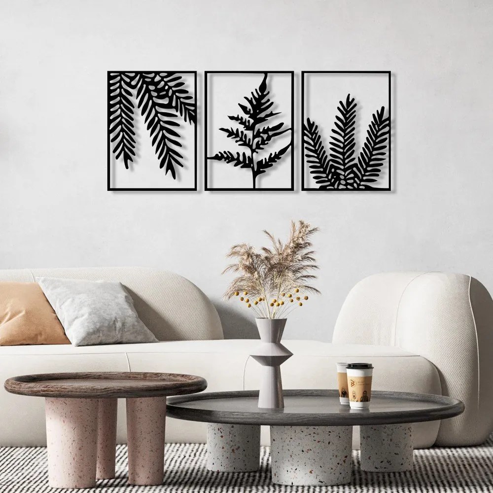 Fém fali dekoráció készlet 3 db-os 118x50 cm Yakomo – Wallity