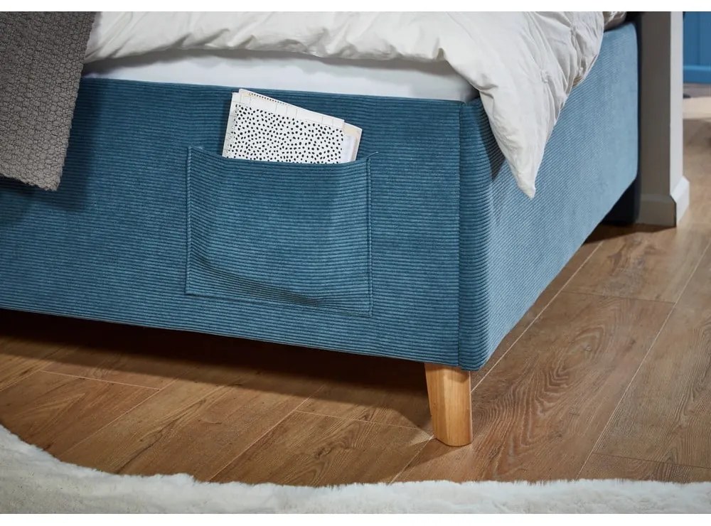 Kék kárpitozott sarok gyerekágy ágyrács nélkül 90x200 cm Cool – Meise Möbel