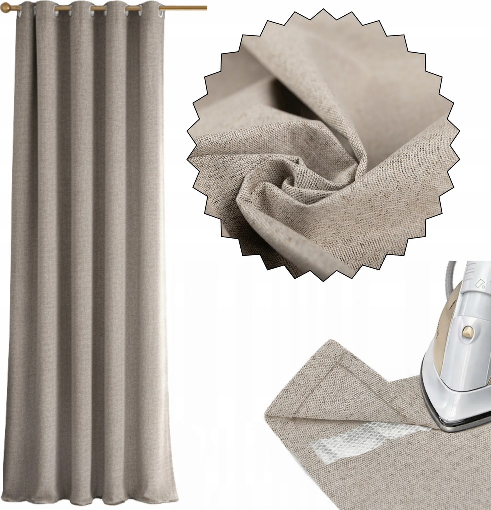 Sötétítő Függöny Lenvászon +rövidítő Szalag 140x250 Barna