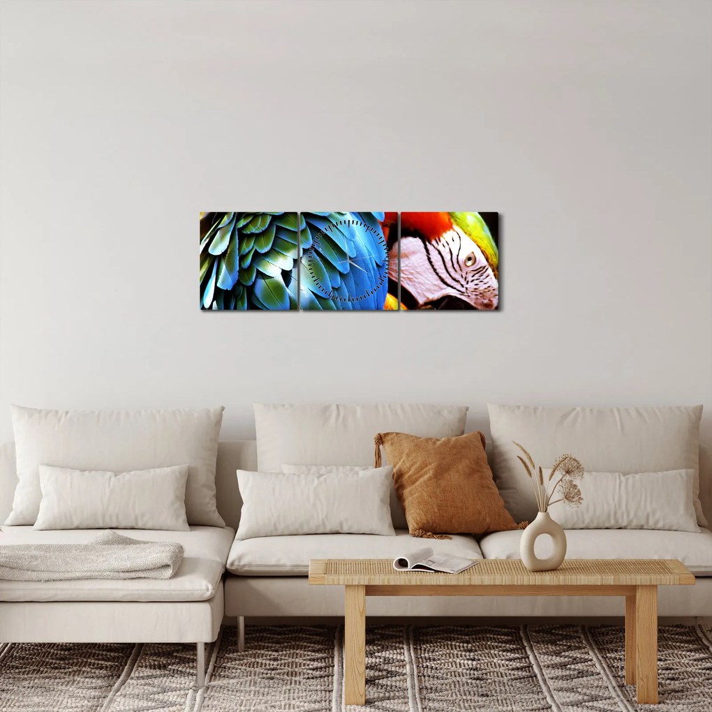 Kép - Papagáj (órával) (90x30 cm)