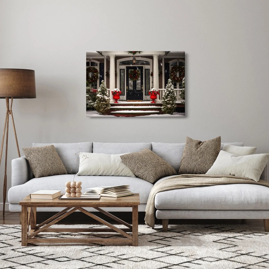 Kép - Karácsonyi díszítésű ház (90x60 cm)