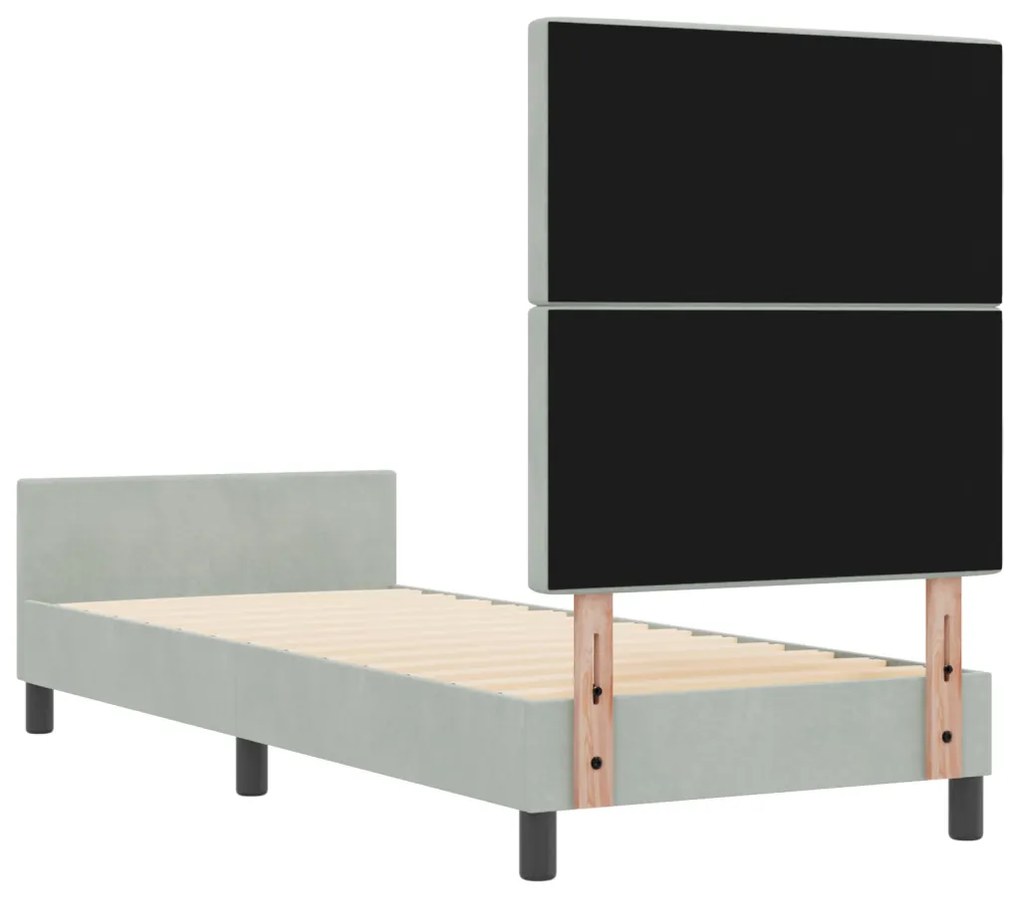 Világosszürke Bársony Ágykeret 80x200 cm