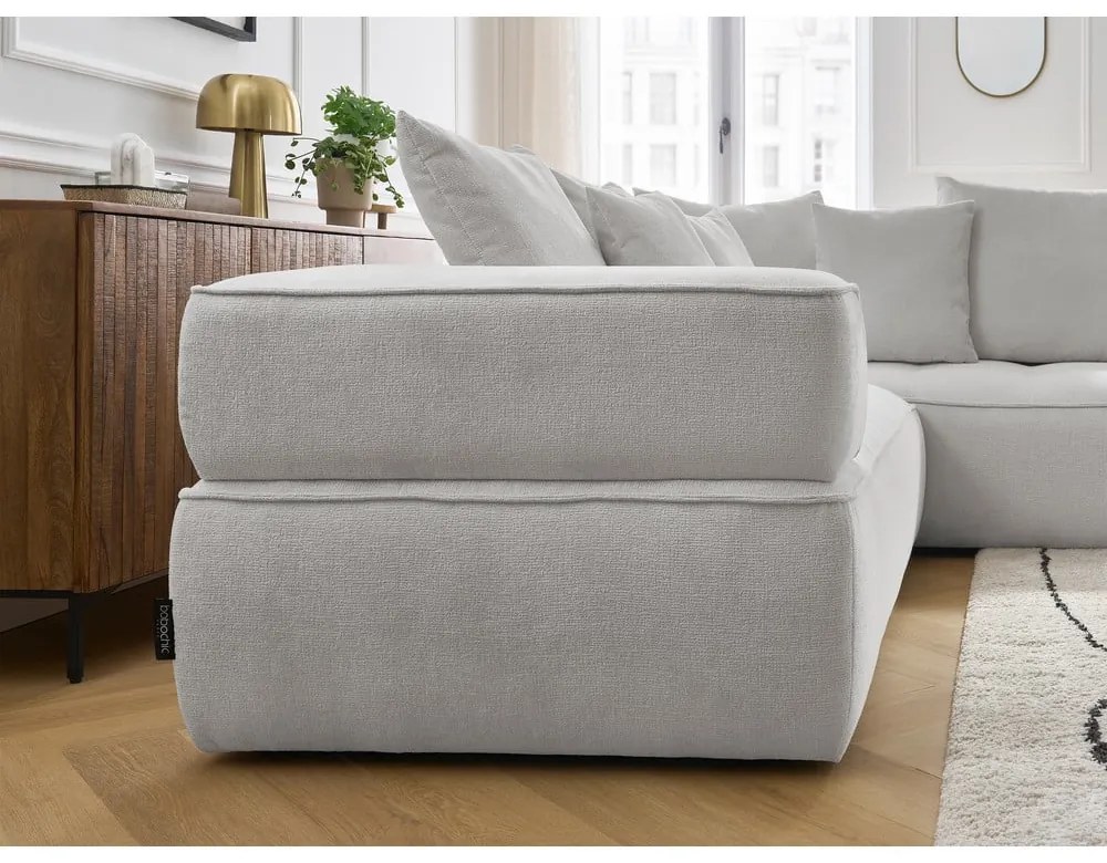 Világosszürke zsenília sarokkanapé (jobb oldali-L alakú) Whesley – Bobochic Paris