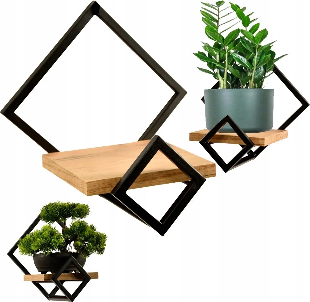 Fali virágtartó polc virágokhoz, tölgy színű fali polc virágcseréphez