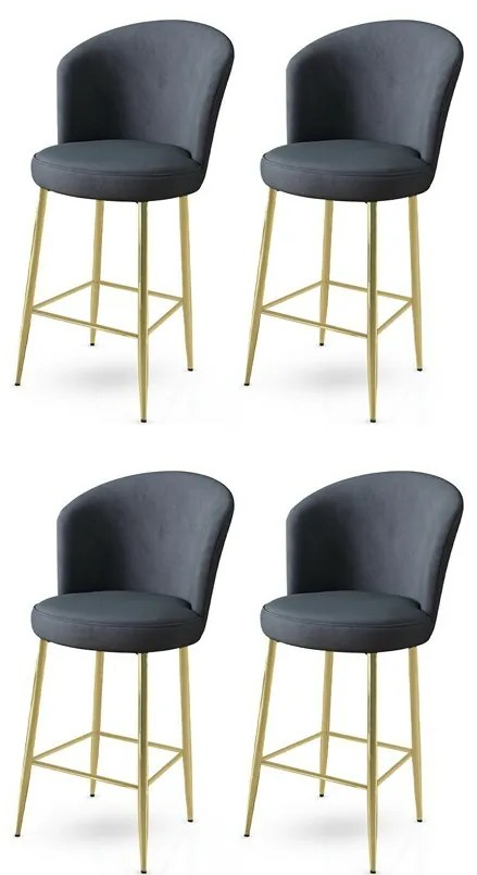 Alte Anthracite and Gold bárszék szett, 4 db, 4 db