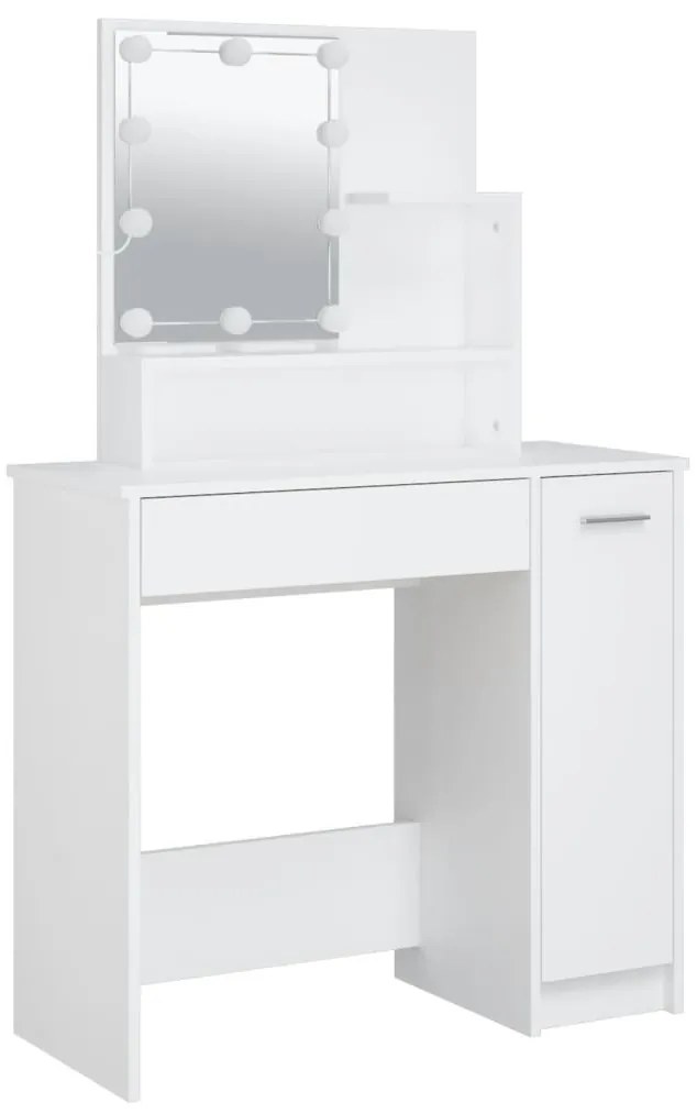 Fehér fésülködőasztal LED-del 86,5 x 35 x 136 cm