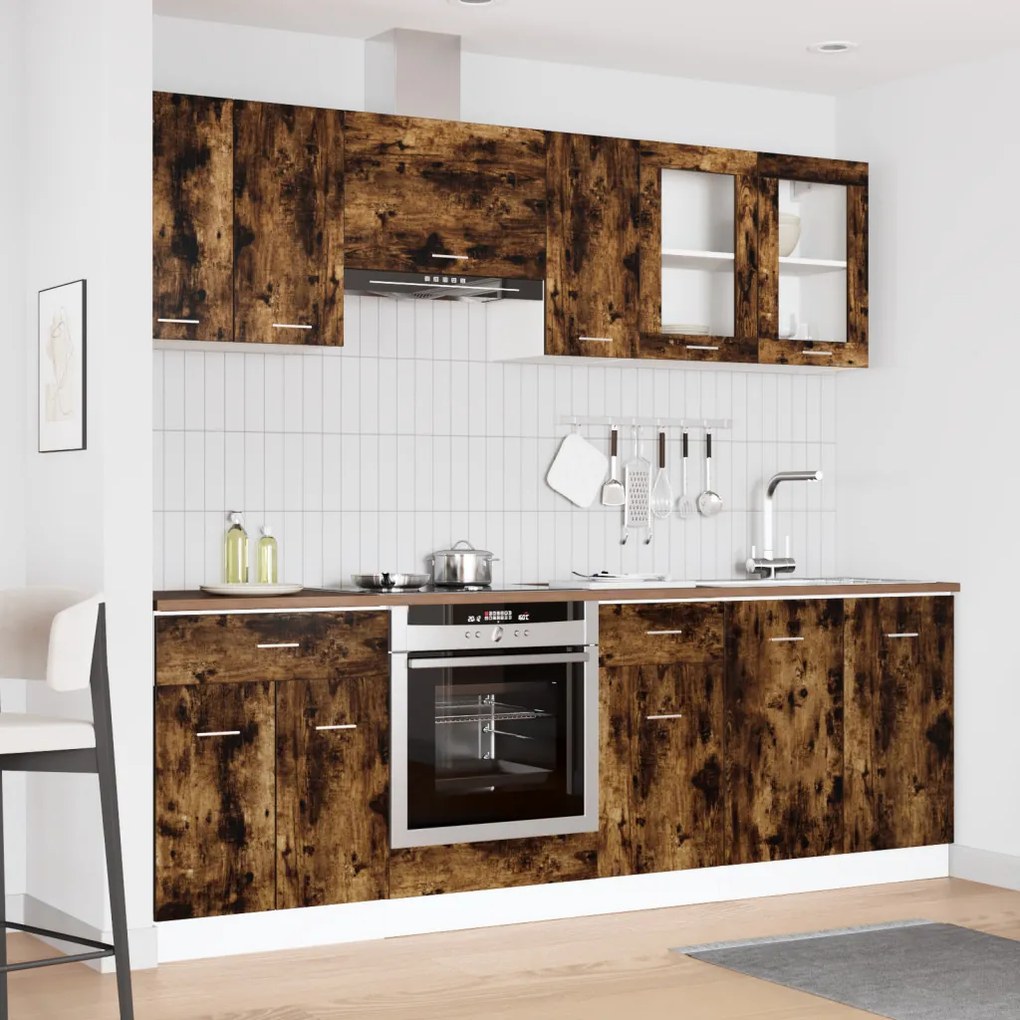 Konyhaszekrény garnitúra 8 pcs Füstölt tölgy 240 x 46 x 81.5 cm