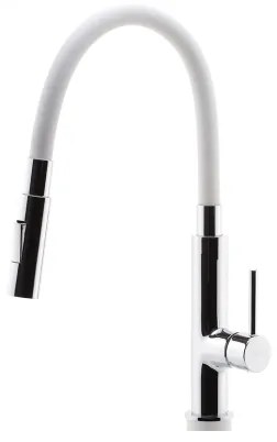 FERRO - Mosogató csap rugalmas karral fényezett króm/fehér