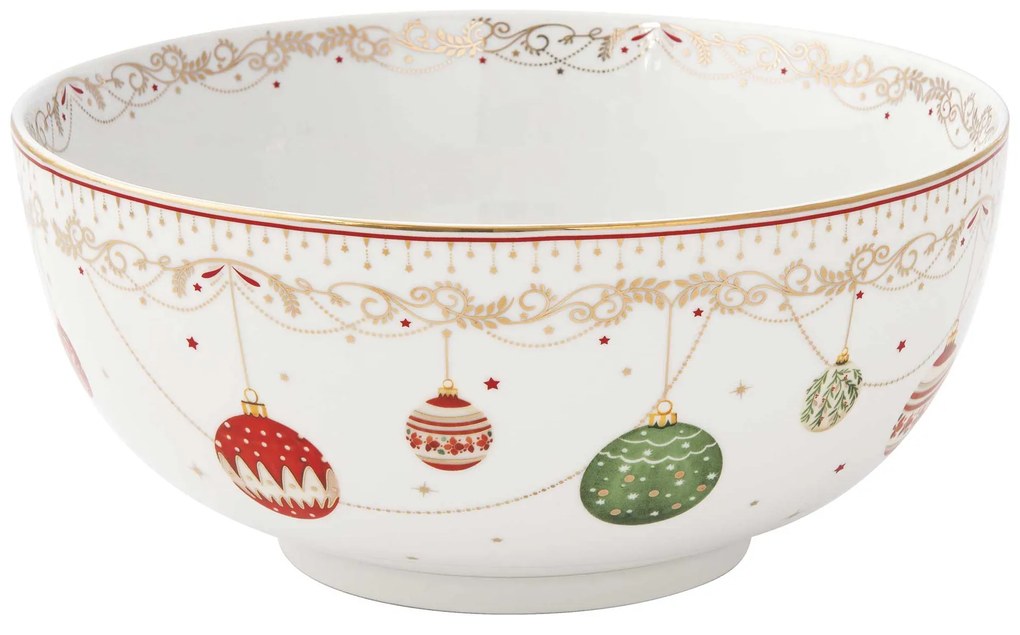 Karácsonyi gömbökkel díszített porcelán tálka 12 cm Christmas Eve