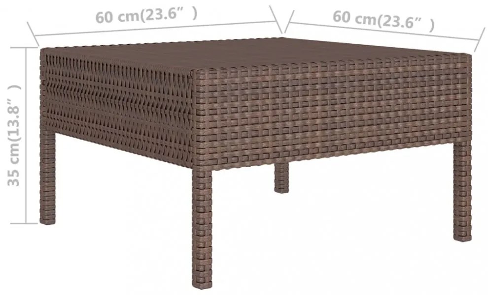 7 részes barna polyrattan kerti bútorszett párnákkal