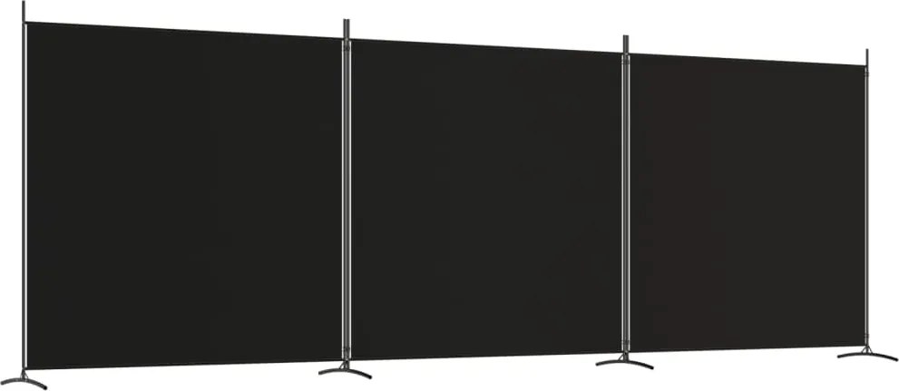 vidaXL 3 paneles fekete szövet térelválasztó 525x180 cm