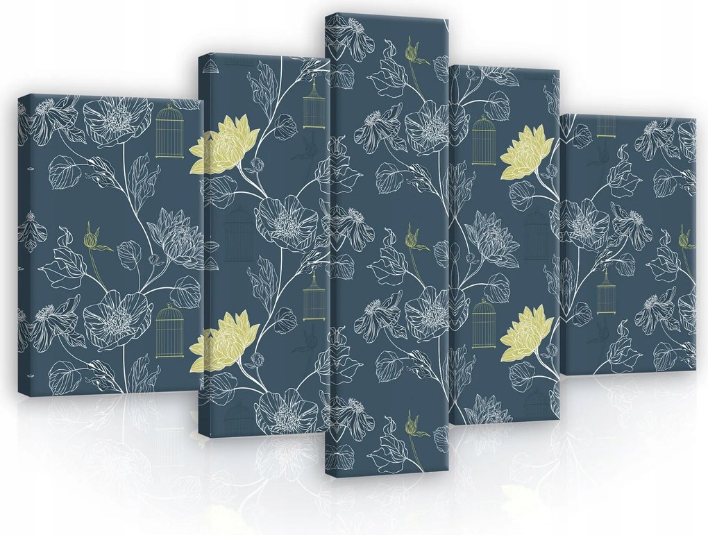 Vászonkép 170x100 Mozaik virágok madarak vintage retro elegancia nyugalom loft