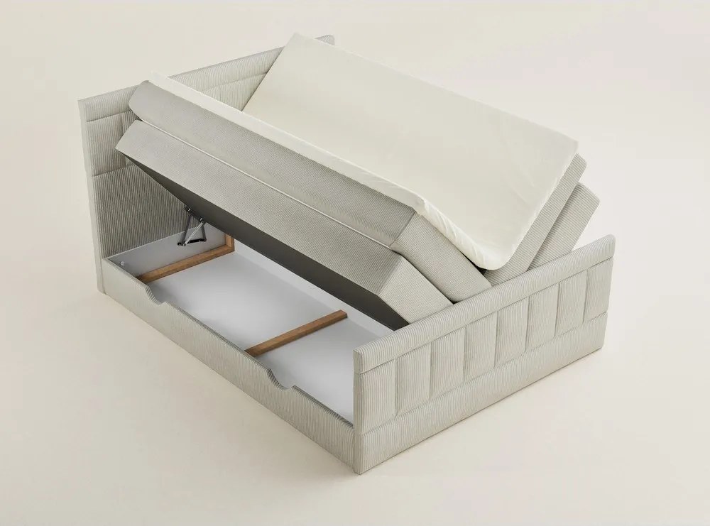 Bézs ágyneműtartós boxspring ágy 180x200 cm Caya – Maison de Rêve