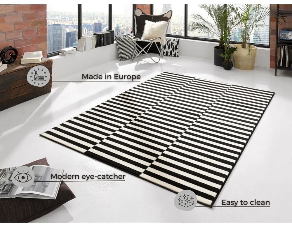 Fekete-krémszínű szőnyeg 80x150 cm Gloria – Hanse Home