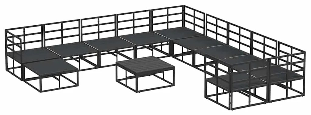Kerti Kanapé Szett 12 pcs Fekete Fém