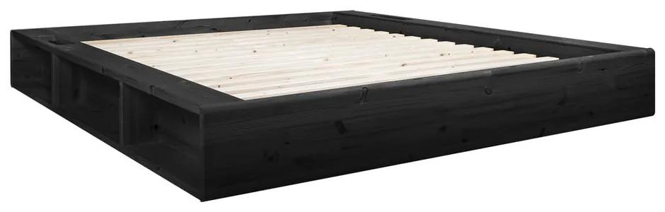 Ziggy fekete kétszemélyes tömörfa ágy tárolóhellyel, 180 x 200 cm - Karup Design