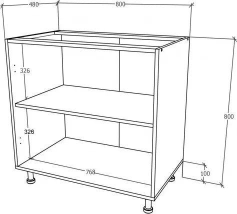Benita 2 ajtós Alsó konyhaszekrény Antracit-Fehér 80x50x80 cm
