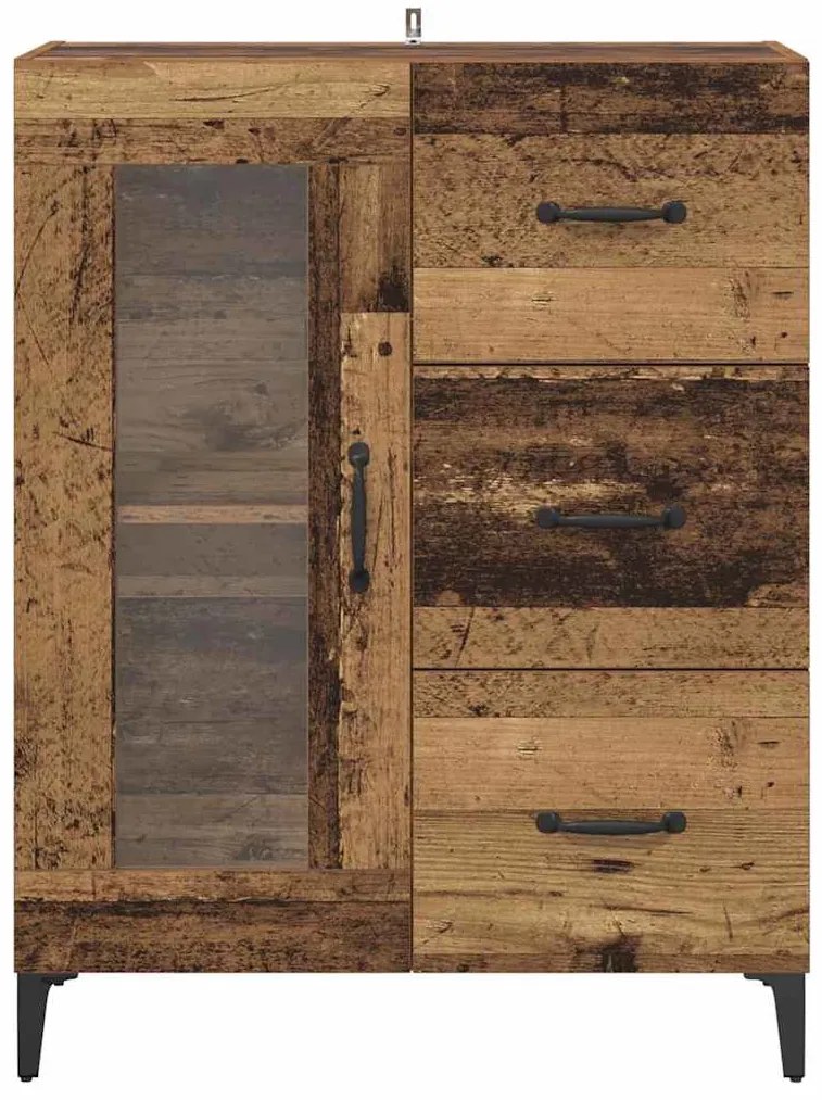 Széf fiókkal Öreg fa 69,5 x 34 x 90 cm Műszaki fa és vas