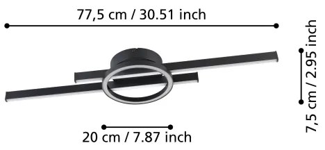 Eglo 900953-LED RGBW Dimmelhető mennyezeti lámpa AMANDOLO 23,5W/230V fekete + távirányító