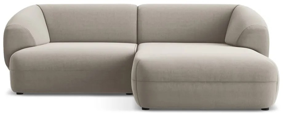 Bézs bársony sarokkanapé (jobb oldali) Moana – Makamii