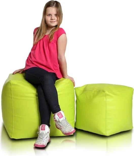 Babzsák block kocka lime zöld ökobőr TiaHome