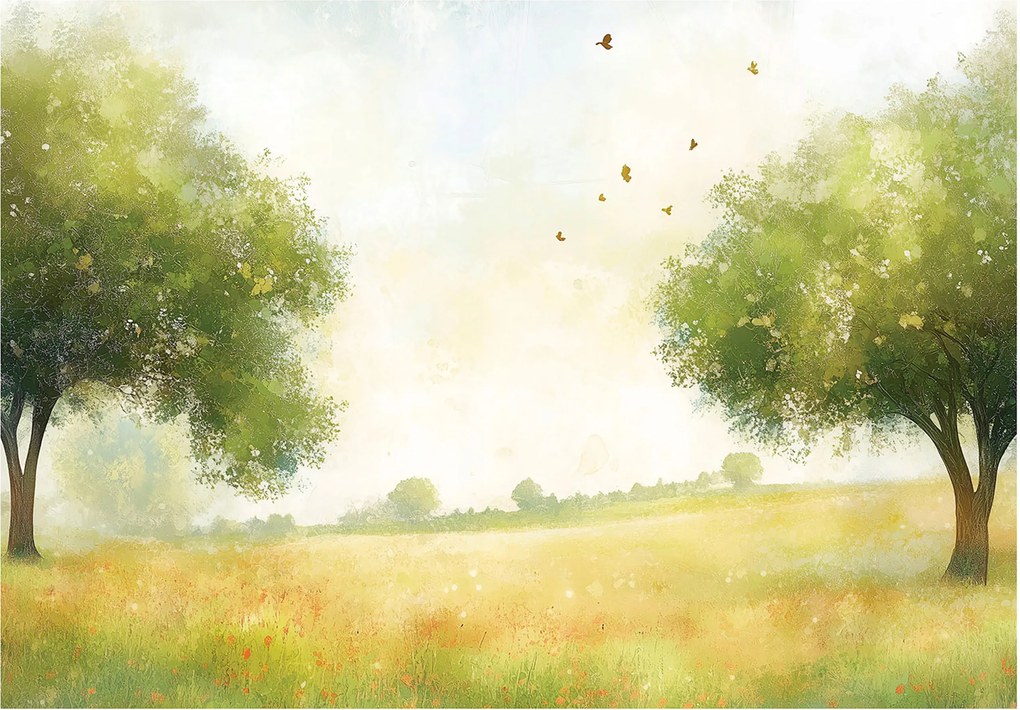 Fotótapéta Rét 3D Fák Természet Zöld Falra Hálószoba Nappali 250x175