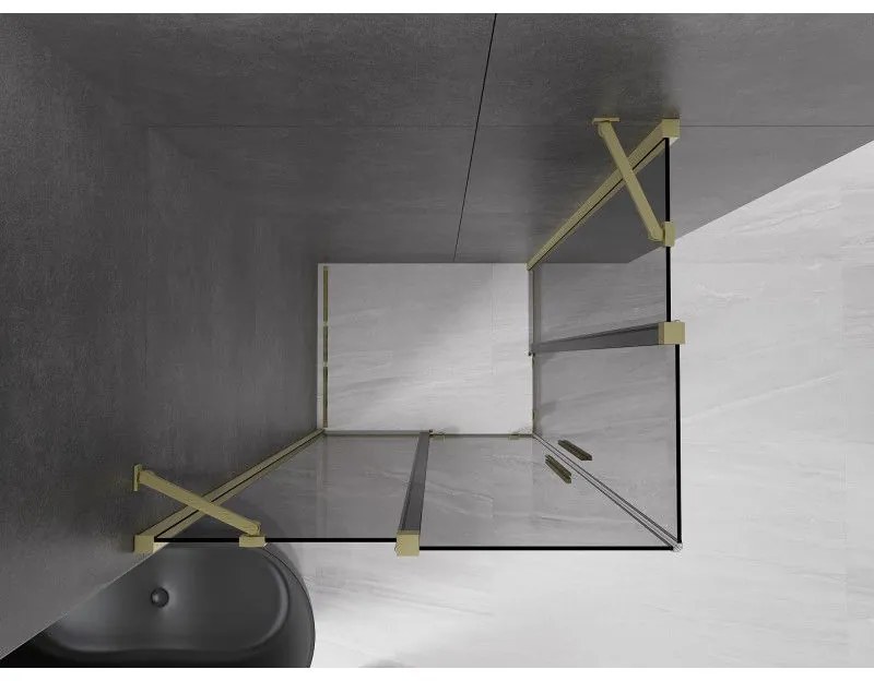 Mexen Velar Duo, zuhanykabin tolóajtóval 100 x 90 cm, 8mm szürke üveg, arany matt, 871-100-090-42-55