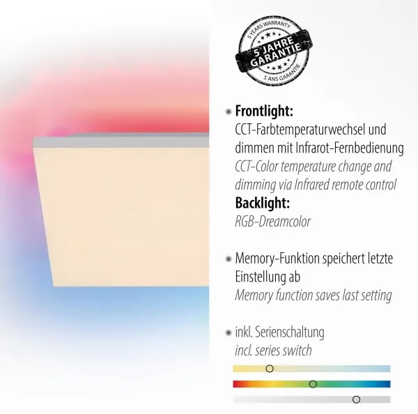 Leuchten Direkt 15561-16-LED RGB Dimmelhető mennyezeti lámpa CONRAD 27W/230V+ távirányító