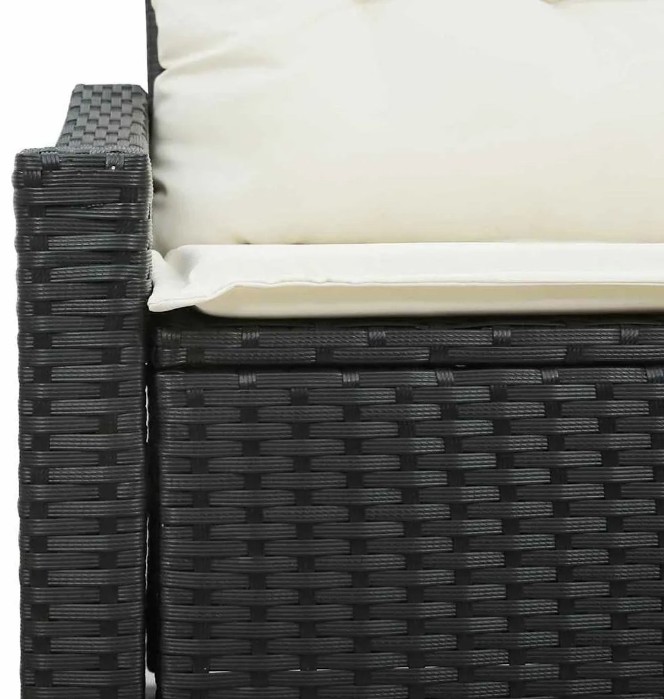 Kerti kanapé párnával Fekete 123 x 62 x 69cm polirattan