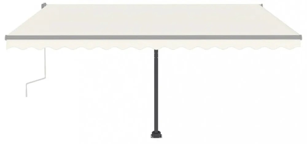 krémszínű kézzel kihúzható LED-es napellenző 400 x 300 cm