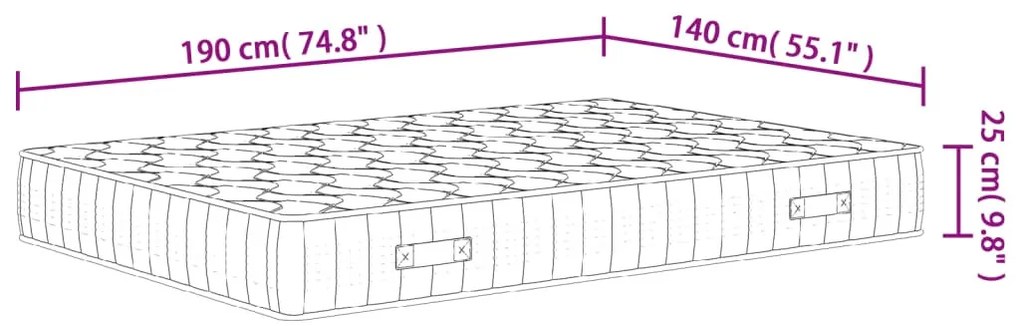 közepes keménységű zsebrugós matrac 140 x 190 cm