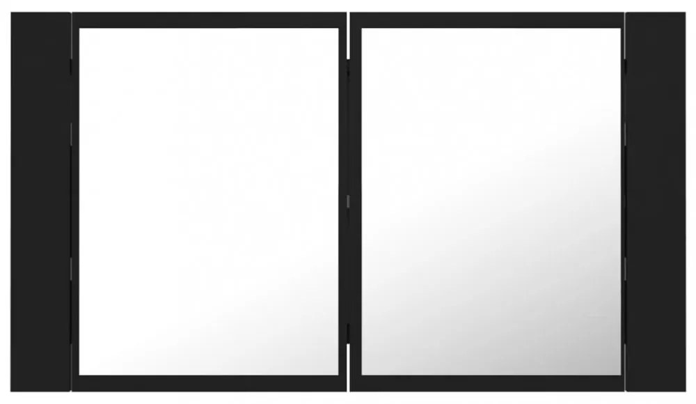fekete akril LED-es tükrös fürdőszobaszekrény 80x12x45 cm