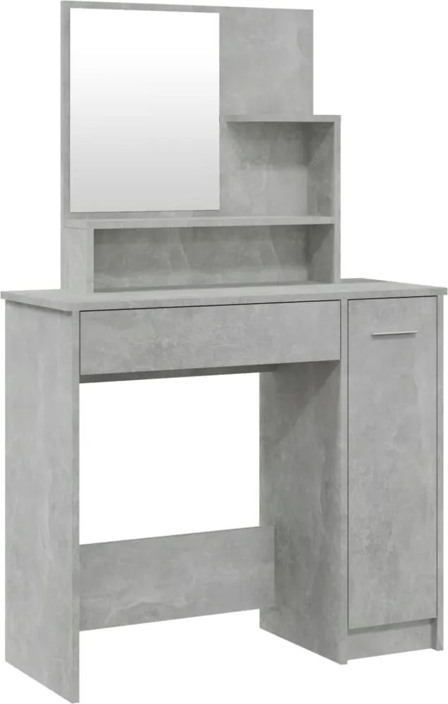 vidaXL betonszürke fésülködőasztal tükörrel 86,5 x 35 x 136 cm