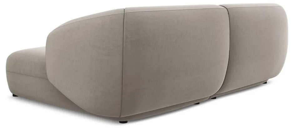 Bézs bársony sarokkanapé (jobb oldali) Moana – Makamii