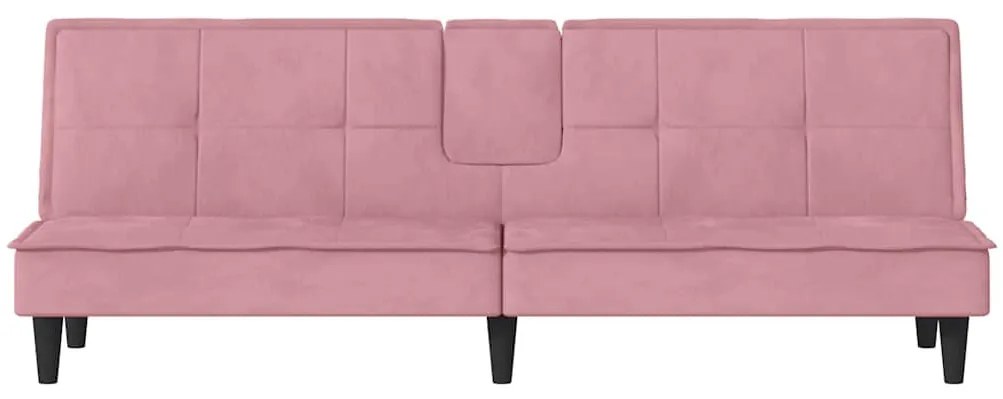 rózsaszín bársony kanapéágy pohártartókkal