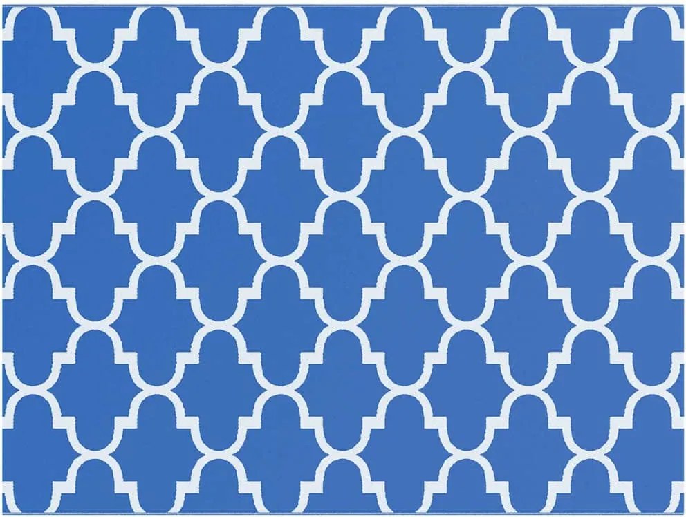 vidaXL Kültéri Szőnyeg Quatrefoil ARAKIL Kék és Fehér 400 × 300 cm