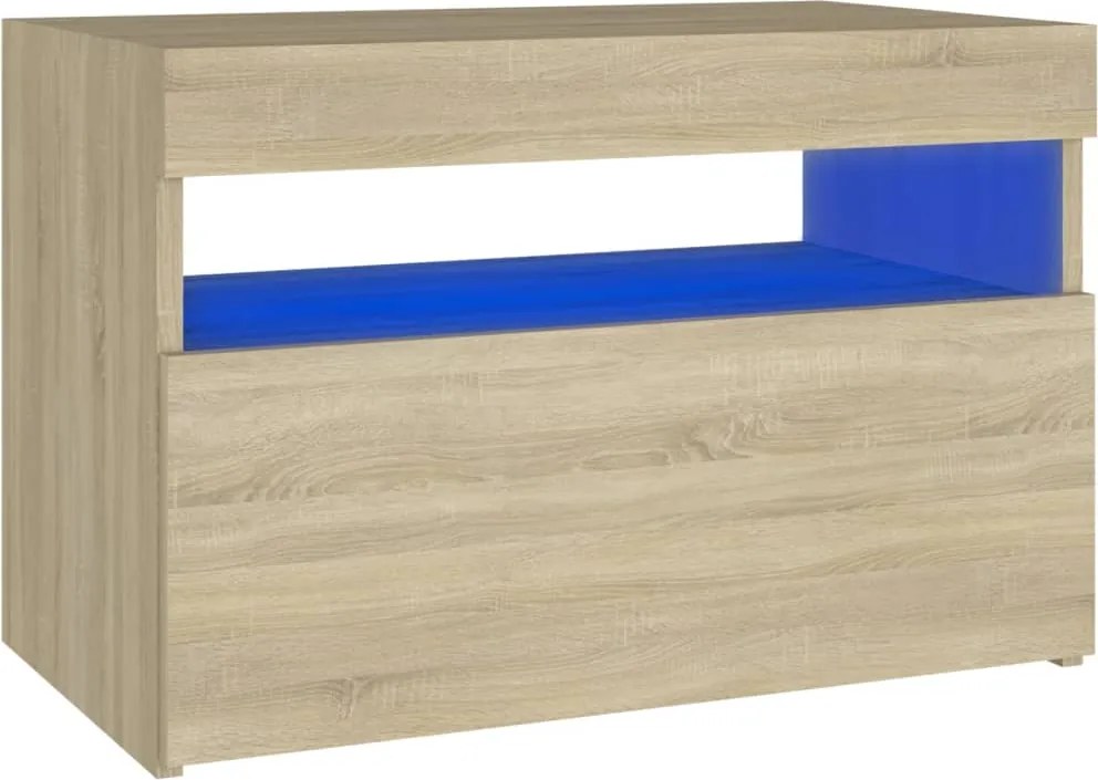 vidaXL sonoma tölgyszínű éjjeliszekrény LED-lámpákkal 60x35x40 cm