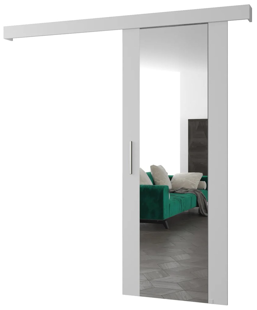 Tolóajtó 90 cm Sharlene II (matt fehér + matt fehér + ezüst) (tükörrel). 1043637
