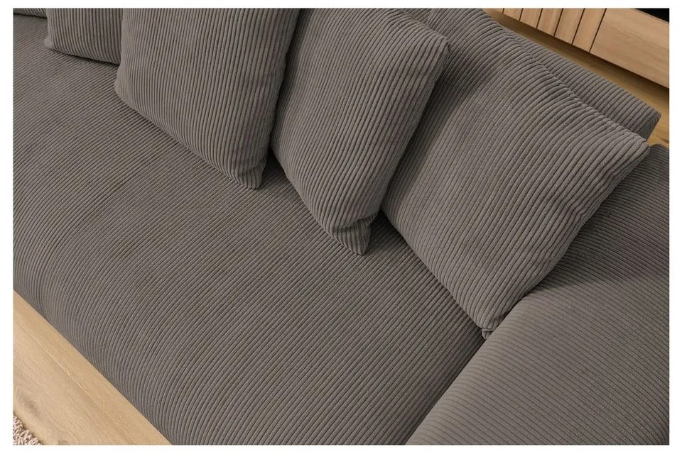 Szürkésbarna kordbársony kanapé 280 cm Voltaire – Bobochic Paris