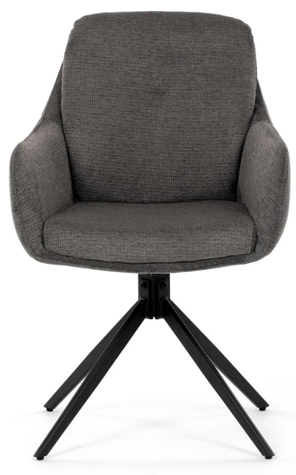 Scaun de sufragerie pivotant, mecanism rotativ la 180°, țesătură impermeabilă de culoarea trufei, structură metalică neagră