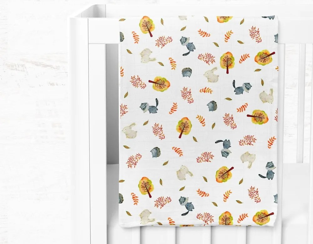 Fehér muszlin gyerek takaró 75x100 cm Forest – Mijolnir