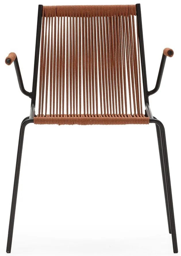 Terrakotta színű fém karfás-rakásolható étkezőszék szett 2 db-os Emily – Marckeric