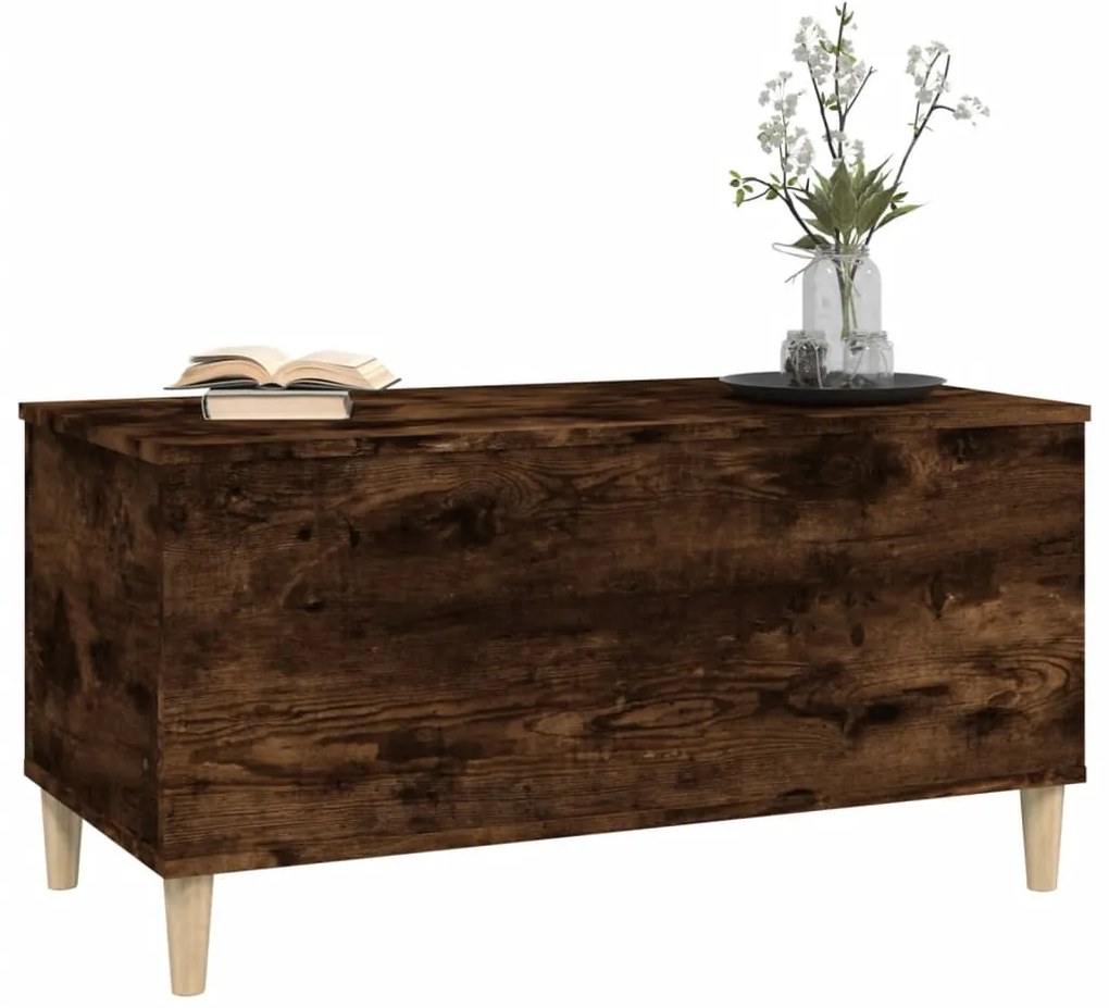 Füstös tölgy színű szerelt fa dohányzóasztal 90 x 44,5 x 45 cm