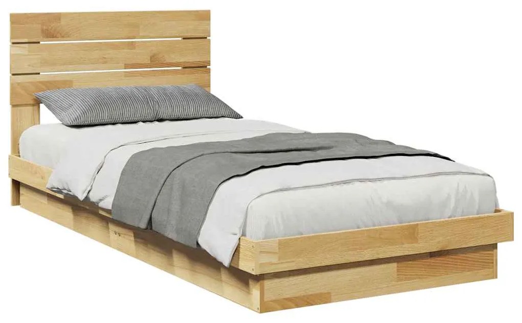 ágykeret fejtámlával matrac nélkül 80x200 cm tömör fa tölgyfa