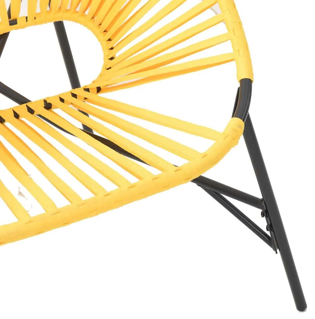 3 db fekete és sárga polyrattan kerti szék szett
